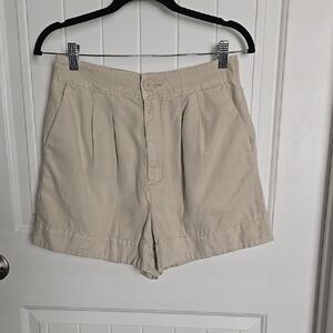 Joie Khaki Cotton Linen Pleated Shorts Women's XS Neutral Summer Classic Preppy